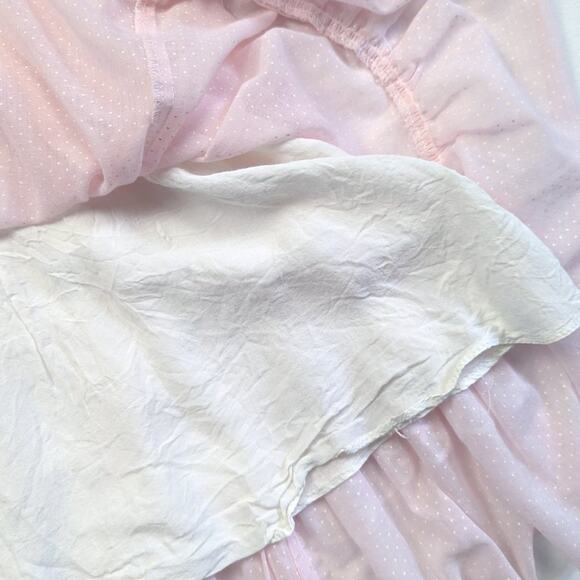 Vintage Jeunes Filles Gunne Sax Dress Girls Size 7-8 Pink Polka Dot Semi Sheer - Picture 6 of 9